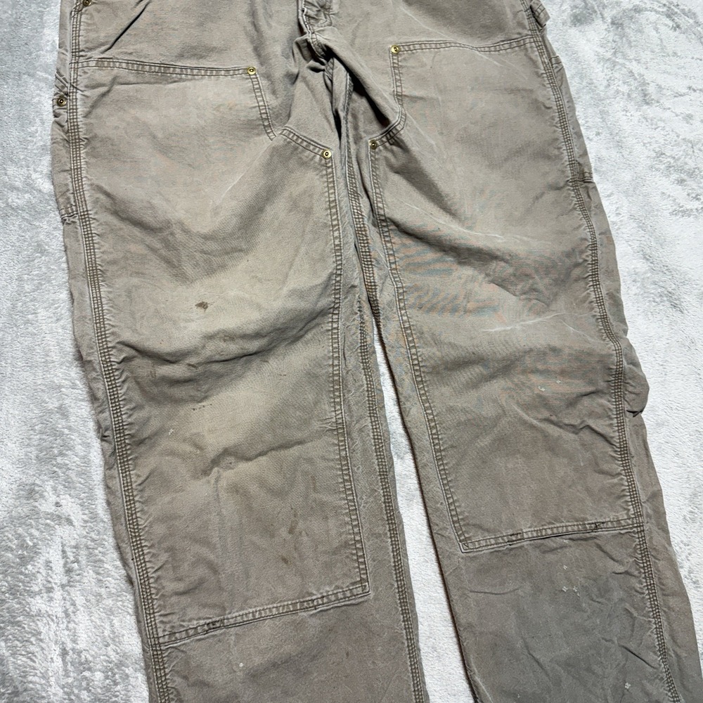 Carhartt B195 LBR Double Knee Canvas Carpenter Work Pants Brown Distressed 36x35 - Picture 10 of 16